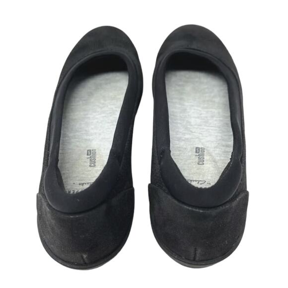 Clarks Ayla Low Black Nubuck Slip On Ballet Flats - Picture 3 of 5
